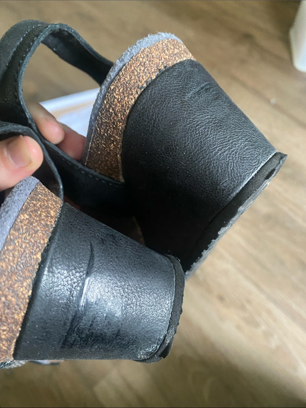 Aetrex Brynn Quarter Strap Wedge gray & black leather. Size 39 US 8.5 - Picture 5 of 8